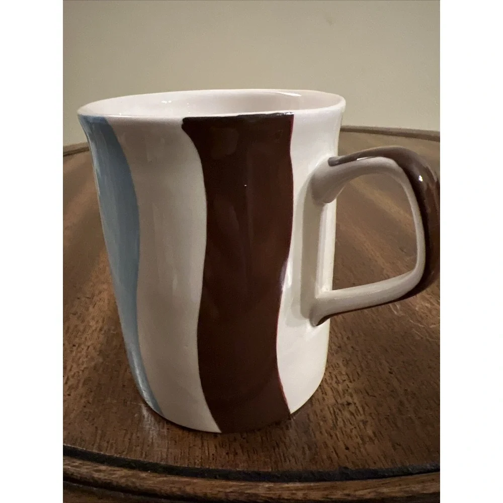 Hues N Brews 5 pc Nesting Tea/Coffee/Espresso set creamer pot cup/mug brown retr